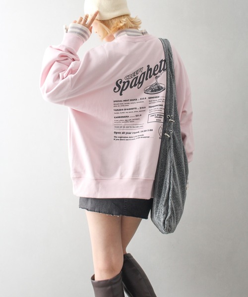 SpRay(スプレイ)の「裏起毛スパゲッティおばけスウェット(スウェット・レディース・グレー/ブルー/オートミール/スミクロ/アイボリー/ピンク・FREE)」の9枚目の写真