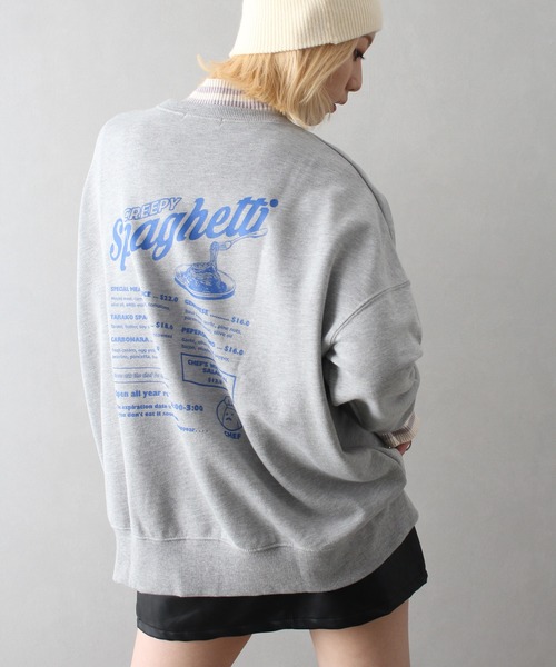 SpRay(スプレイ)の「裏起毛スパゲッティおばけスウェット(スウェット・レディース・グレー/ブルー/オートミール/スミクロ/アイボリー/ピンク・FREE)」の13枚目の写真