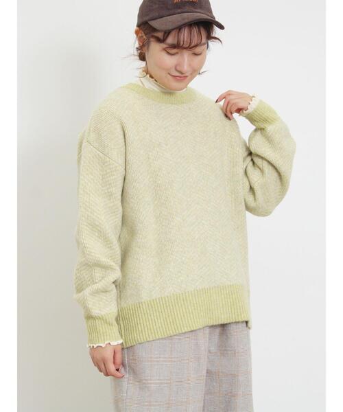 Samansa Mos2（サマンサ モスモス）の「[SOFT FEEL KNIT]前後着ヘリンボーン柄カーディガン（カーディガン/ボレロ・レディース・ベージュ/ブラック/グリーン/ブルー・F）」の16枚目の写真