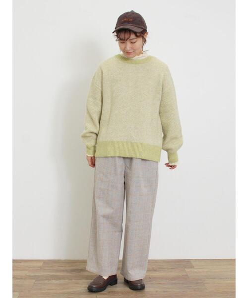 Samansa Mos2（サマンサ モスモス）の「[SOFT FEEL KNIT]前後着ヘリンボーン柄カーディガン（カーディガン/ボレロ・レディース・ベージュ/ブラック/グリーン/ブルー・F）」の17枚目の写真