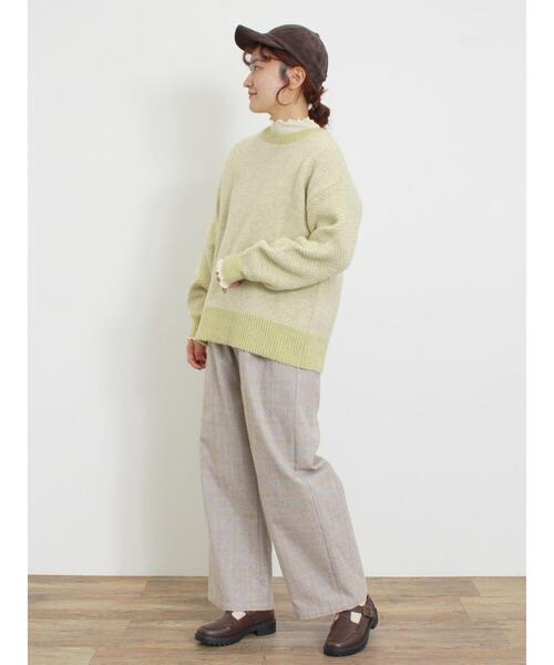 Samansa Mos2（サマンサ モスモス）の「[SOFT FEEL KNIT]前後着ヘリンボーン柄カーディガン（カーディガン/ボレロ・レディース・ベージュ/ブラック/グリーン/ブルー・F）」の18枚目の写真
