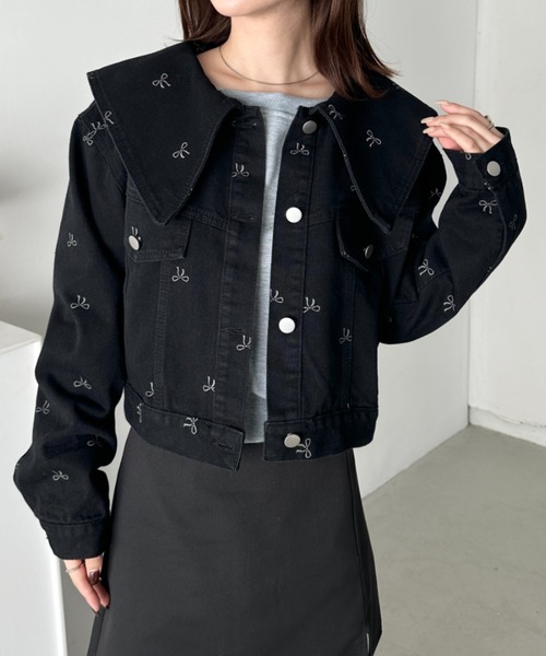 処分品♡新品♡レースリボンデニムジャケット ブルー - メルカリ