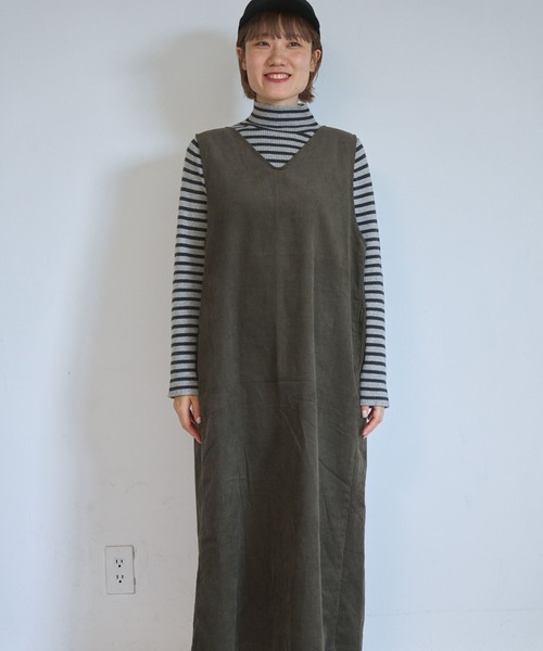 studio CLIP（スタディオクリップ）の「【CLIP BY STAFF】Wフロントコーデュロイジャンスカ（ワンピース・レディース・インディゴブルー/アイボリー/ブラウン・FREE）」の15枚目の写真