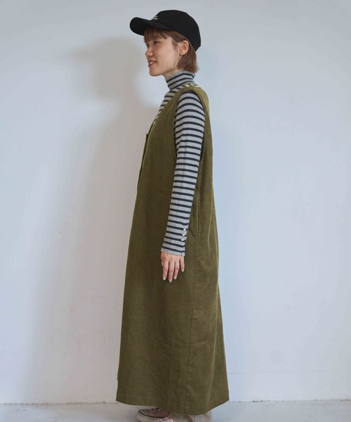 studio CLIP（スタディオクリップ）の「【CLIP BY STAFF】Wフロントコーデュロイジャンスカ（ワンピース・レディース・インディゴブルー/アイボリー/ブラウン・FREE）」の17枚目の写真