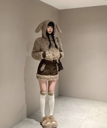 ふわふわうさぎコートセットアップ