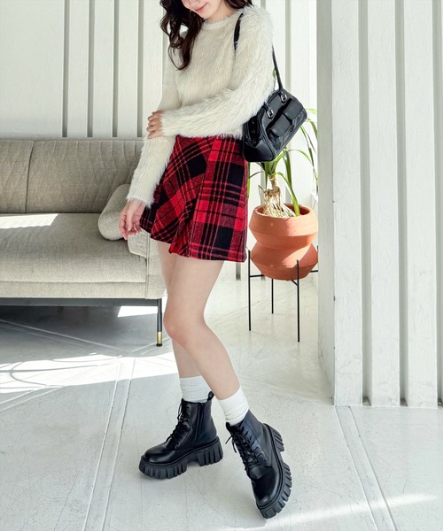 the toe ミニスカート　新品未使用 セール】ボックスプリーツチェック柄ミニスカート[女子力