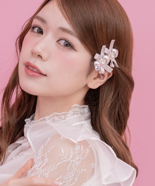 セール】シルバーハートレースアップ風クリップ（バレッタ/ヘア