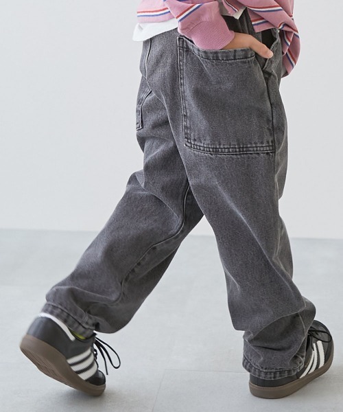 devirock(デビロック)の「ダッドポケット ケミカルデニム ワークパンツ(デニムパンツ・キッズ・ネイビー系/ブルー系/ブラック系・120cm/110cm/100cm/160cm/150cm/140cm/130cm)」の2枚目の写真