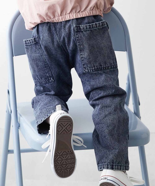 devirock(デビロック)の「ダッドポケット ケミカルデニム ワークパンツ(デニムパンツ・キッズ・ネイビー系/ブルー系/ブラック系・120cm/110cm/100cm/160cm/150cm/140cm/130cm)」の1枚目の写真