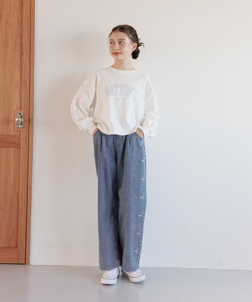 GLOBAL WORK（グローバルワーク）の「ヘビロッTEEワイド長袖/147421（Tシャツ/カットソー・キッズ・杢グレー/グレー系8/サックスブルー/ホワイト系/ホワイト系5/グレー系9/ホワイト系6・160cm/150cm/140cm/130cm）」の17枚目の写真