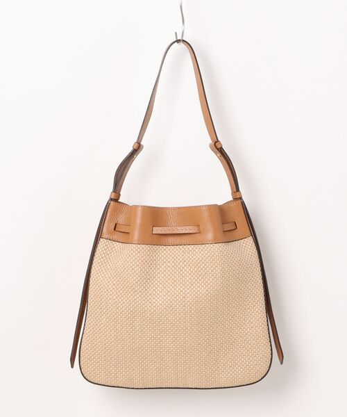 LORISTELLA(ロリステッラ)の「【LORISTELLA】レザーコンビラフィアショルダーバッグ(Q56330)(ショルダーバッグ・レディース・ブラウン系その他・ALL)」の2枚目の写真