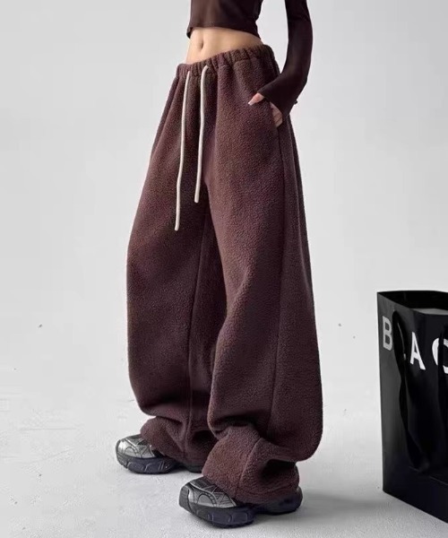 gossip！ロサンゼルス（ゴシップロサンゼルス）の「ボアフリーワイドスウェットパンツ（スウェットパンツ・レディース・ネイビー/カーキ/ブラウン・M/S）」の12枚目の写真