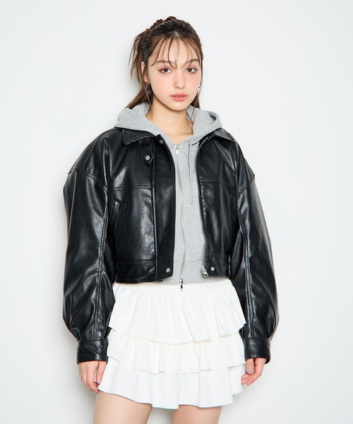 セール】フェイクレザーショートブルゾン／A（ブルゾン）｜INGNI