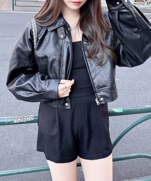 INGNI(イング)の「フェイクレザーショートブルゾン/A(ブルゾン・レディース・アイボリー/ブラウン/ブラック・M)」の20枚目の写真