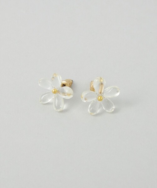 HUI 花モチーフ ピアス(両耳用) 花言葉モチーフ ピアス flower letter 【日本製】（ピアス（両耳