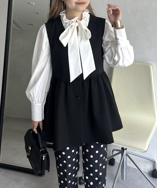 prose verse(プロズヴェール)の「袖ボリュームリボンボウタイブラウス(シャツ/ブラウス・レディース・ブラック系その他/ホワイト系その他/オフホワイト・LARGE/MEDIUM)」の11枚目の写真