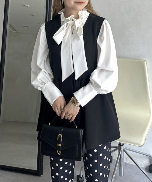 prose verse(プロズヴェール)の「袖ボリュームリボンボウタイブラウス(シャツ/ブラウス・レディース・ブラック系その他/ホワイト系その他/オフホワイト・LARGE/MEDIUM)」の12枚目の写真