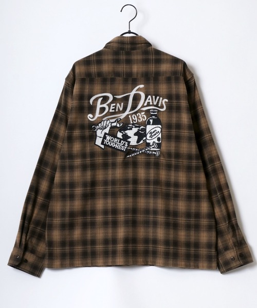 BEN DAVIS(ベンデイビス)の「BEN DAVIS/ベンデイビス GARAGE EMB PLAID SHIRT/オーバーサイズ バック刺繍 起毛 ネルチェックシャツ/レディース メンズ(シャツ/ブラウス・メンズ・ブラウン/ブラック・M/L/XL)」の17枚目の写真
