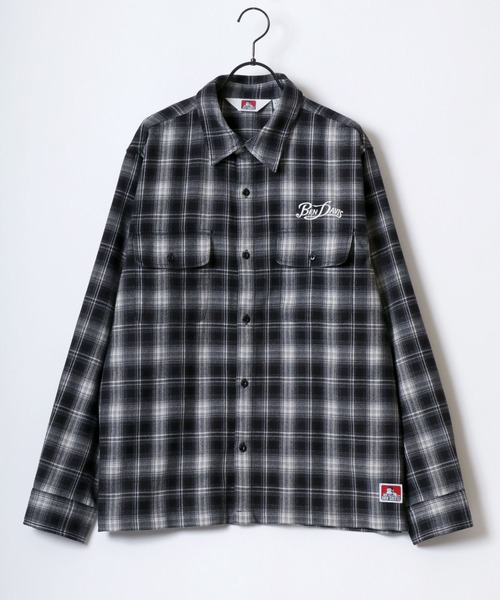 BEN DAVIS(ベンデイビス)の「BEN DAVIS/ベンデイビス GARAGE EMB PLAID SHIRT/オーバーサイズ バック刺繍 起毛 ネルチェックシャツ/レディース メンズ(シャツ/ブラウス・メンズ・ブラウン/ブラック・M/L/XL)」の3枚目の写真