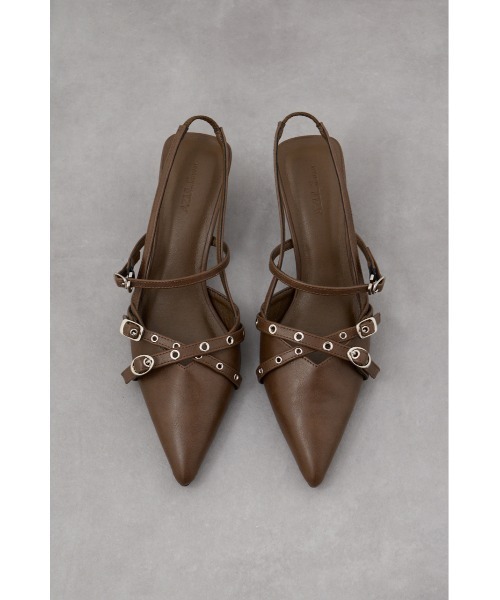 AZUL by moussy(アズールバイマウジー)の「クロスハトメベルトバックオープンパンプス(パンプス・レディース・ブラウン/ブラック・SMALL/LARGE/MEDIUM)」の9枚目の写真