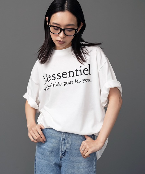 mili an deni（ミリアンデニ）の「半袖フレンチロゴプリントTシャツ（Tシャツ/カットソー・レディース・ブラック/オフホワイト/チャコールグレー・M/L）」の10枚目の写真