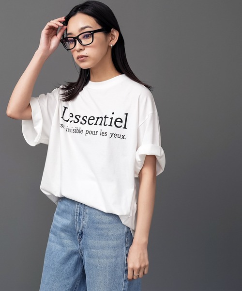mili an deni（ミリアンデニ）の「半袖フレンチロゴプリントTシャツ（Tシャツ/カットソー・レディース・ブラック/オフホワイト/チャコールグレー・M/L）」の17枚目の写真