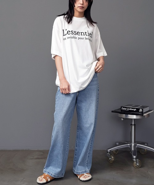 mili an deni（ミリアンデニ）の「半袖フレンチロゴプリントTシャツ（Tシャツ/カットソー・レディース・ブラック/オフホワイト/チャコールグレー・M/L）」の18枚目の写真