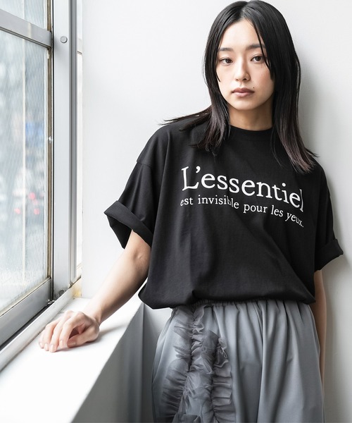 mili an deni（ミリアンデニ）の「半袖フレンチロゴプリントTシャツ（Tシャツ/カットソー・レディース・ブラック/オフホワイト/チャコールグレー・M/L）」の20枚目の写真