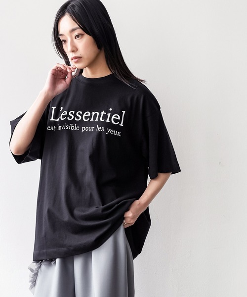 mili an deni（ミリアンデニ）の「半袖フレンチロゴプリントTシャツ（Tシャツ/カットソー・レディース・ブラック/オフホワイト/チャコールグレー・M/L）」の21枚目の写真