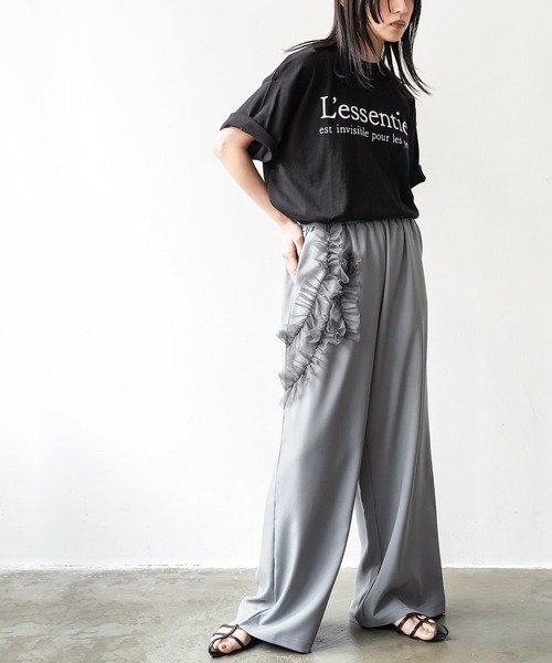 mili an deni（ミリアンデニ）の「半袖フレンチロゴプリントTシャツ（Tシャツ/カットソー・レディース・ブラック/オフホワイト/チャコールグレー・M/L）」の22枚目の写真