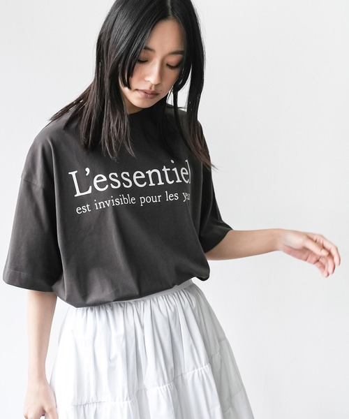 mili an deni（ミリアンデニ）の「半袖フレンチロゴプリントTシャツ（Tシャツ/カットソー・レディース・ブラック/オフホワイト/チャコールグレー・M/L）」の12枚目の写真