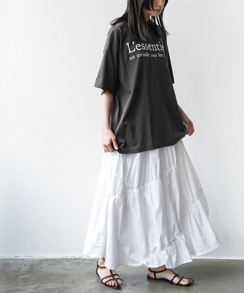 mili an deni（ミリアンデニ）の「半袖フレンチロゴプリントTシャツ（Tシャツ/カットソー・レディース・ブラック/オフホワイト/チャコールグレー・M/L）」の14枚目の写真