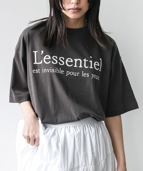 mili an deni（ミリアンデニ）の「半袖フレンチロゴプリントTシャツ（Tシャツ/カットソー・レディース・ブラック/オフホワイト/チャコールグレー・M/L）」の16枚目の写真
