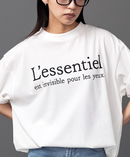 mili an deni（ミリアンデニ）の「半袖フレンチロゴプリントTシャツ（Tシャツ/カットソー・レディース・ブラック/オフホワイト/チャコールグレー・M/L）」の6枚目の写真