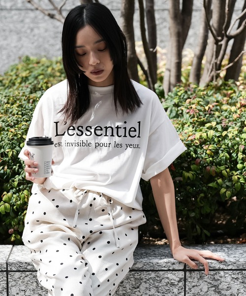 mili an deni（ミリアンデニ）の「半袖フレンチロゴプリントTシャツ（Tシャツ/カットソー・レディース・ブラック/オフホワイト/チャコールグレー・M/L）」の5枚目の写真