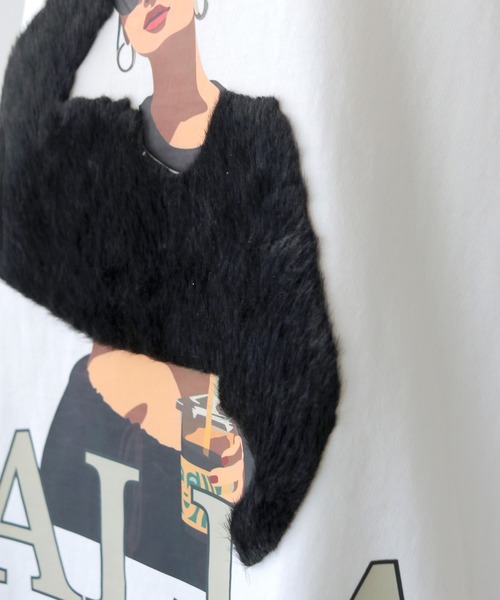 HER CLOSET（ハークローゼット）の「【shemoshelly】YALLAグラフィックオーバーサイズロンT（Tシャツ/カットソー・レディース・ホワイト/ブラック・FREE）」の16枚目の写真