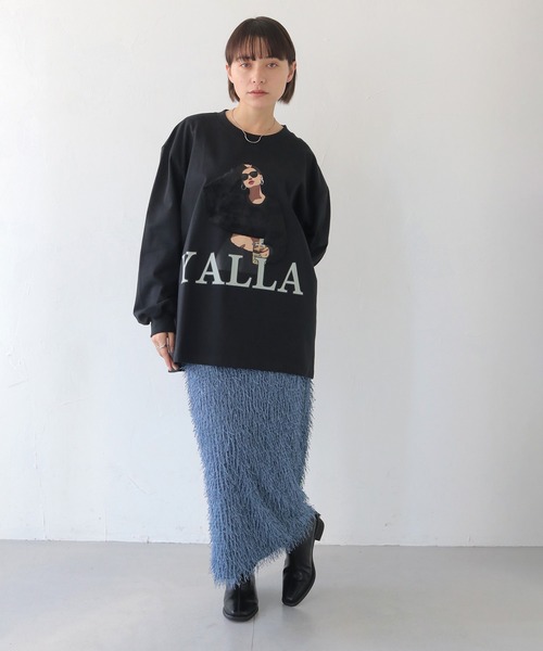 HER CLOSET（ハークローゼット）の「【shemoshelly】YALLAグラフィックオーバーサイズロンT（Tシャツ/カットソー・レディース・ホワイト/ブラック・FREE）」の12枚目の写真