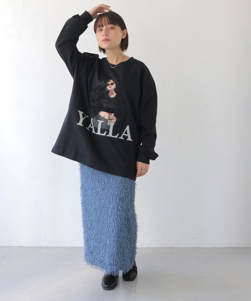HER CLOSET（ハークローゼット）の「【shemoshelly】YALLAグラフィックオーバーサイズロンT（Tシャツ/カットソー・レディース・ホワイト/ブラック・FREE）」の14枚目の写真