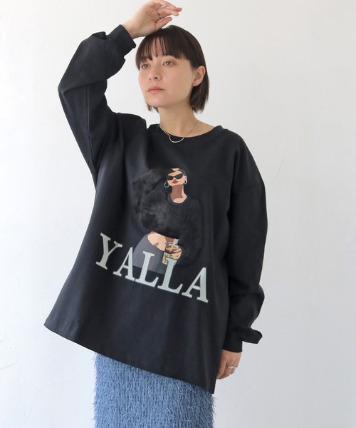HER CLOSET（ハークローゼット）の「【shemoshelly】YALLAグラフィックオーバーサイズロンT（Tシャツ/カットソー・レディース・ホワイト/ブラック・FREE）」の18枚目の写真