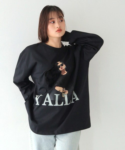 HER CLOSET（ハークローゼット）の「【shemoshelly】YALLAグラフィックオーバーサイズロンT（Tシャツ/カットソー・レディース・ホワイト/ブラック・FREE）」の22枚目の写真