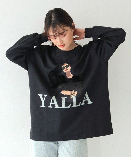 HER CLOSET（ハークローゼット）の「【shemoshelly】YALLAグラフィックオーバーサイズロンT（Tシャツ/カットソー・レディース・ホワイト/ブラック・FREE）」の21枚目の写真