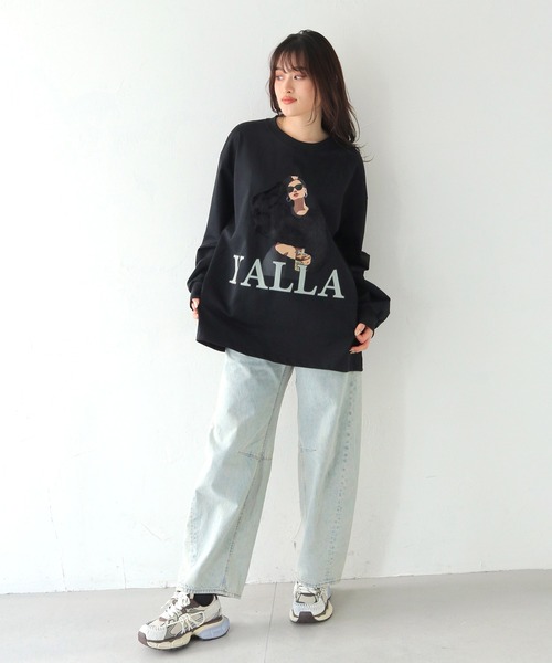 HER CLOSET（ハークローゼット）の「【shemoshelly】YALLAグラフィックオーバーサイズロンT（Tシャツ/カットソー・レディース・ホワイト/ブラック・FREE）」の20枚目の写真