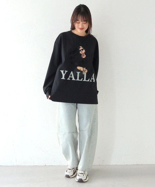 HER CLOSET（ハークローゼット）の「【shemoshelly】YALLAグラフィックオーバーサイズロンT（Tシャツ/カットソー・レディース・ホワイト/ブラック・FREE）」の19枚目の写真