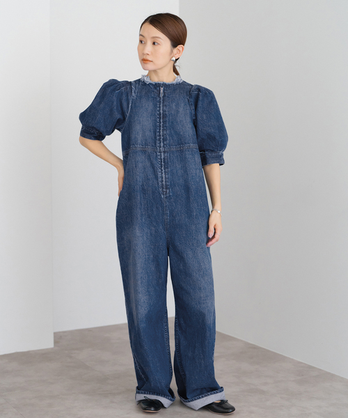 IENA(イエナ)の「upper hights/アッパーハイツ THE M パフスリーブオールインワン(つなぎ/オールインワン・レディース・ブルー系その他・36/38)」の5枚目の写真