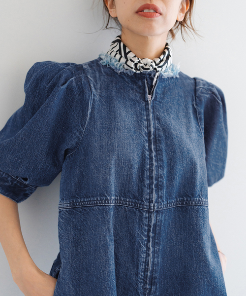 IENA(イエナ)の「upper hights/アッパーハイツ THE M パフスリーブオールインワン(つなぎ/オールインワン・レディース・ブルー系その他・36/38)」の14枚目の写真