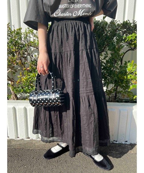 WC（ダブル シー）の「《着回し抜群★》コットンレースロングスカート（スカート・レディース・ホワイト/ブラック・FREE）」の2枚目の写真