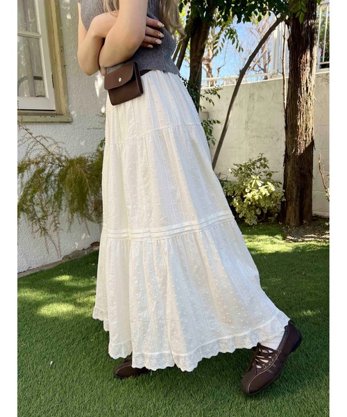 WC（ダブル シー）の「《着回し抜群★》コットンレースロングスカート（スカート・レディース・ホワイト/ブラック・FREE）」の3枚目の写真