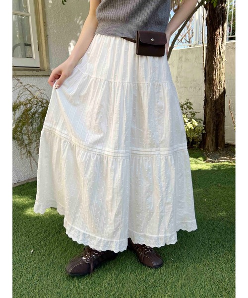 WC（ダブル シー）の「《着回し抜群★》コットンレースロングスカート（スカート・レディース・ホワイト/ブラック・FREE）」の4枚目の写真