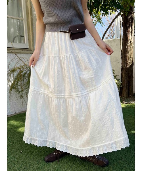 WC（ダブル シー）の「《着回し抜群★》コットンレースロングスカート（スカート・レディース・ホワイト/ブラック・FREE）」の5枚目の写真