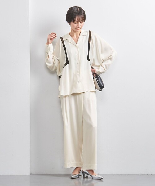 【新品】UNITED ARROWS シャツ ブラウス　22い451 セール】サテン オープンカラー シャツブラウス（シャツ